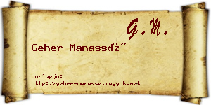 Geher Manassé névjegykártya